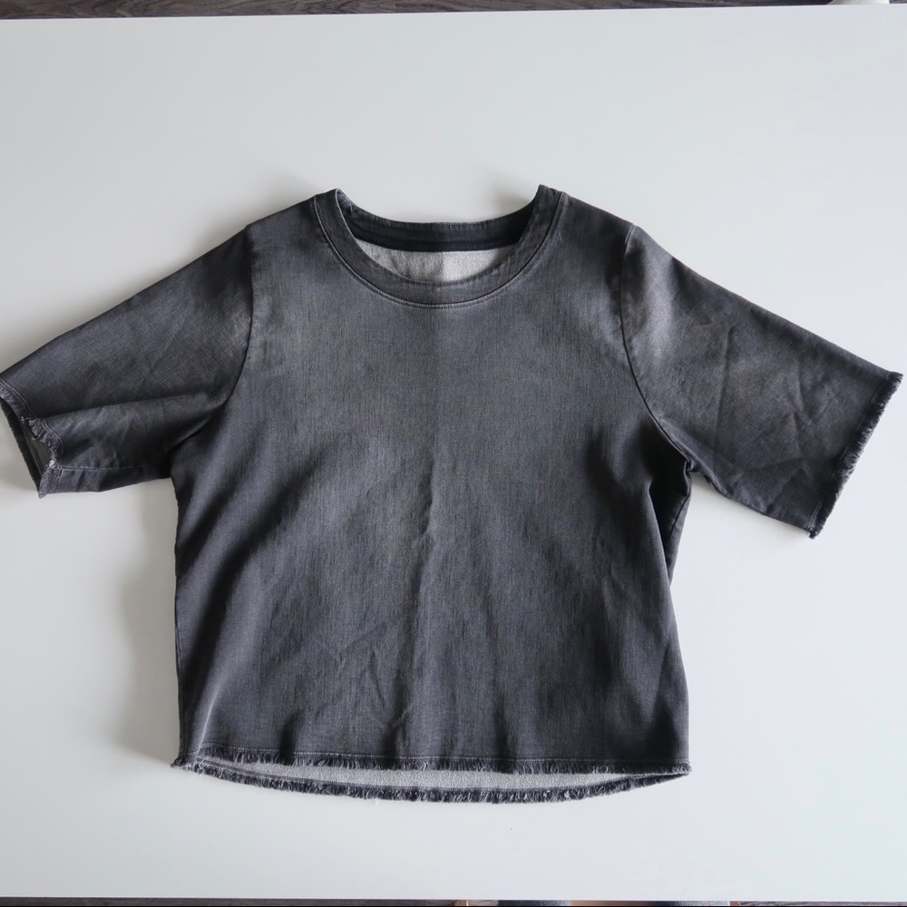 MM6 cropped denim top